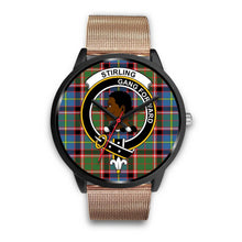 Load image into Gallery viewer, Stirling (of Keir) Clans ,Brown Leather watch, leather steel watch, tartan watch, tartan watches, clan watch, scotland watch, merry christmas, cyber Monday, halloween, black Friday