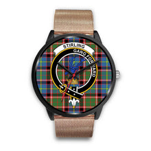 Load image into Gallery viewer, Stirling (of Cadder-Present Chief) Clans ,Brown Leather watch, leather steel watch, tartan watch, tartan watches, clan watch, scotland watch, merry christmas, cyber Monday, halloween, black Friday