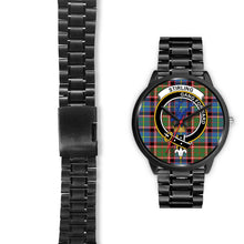 Load image into Gallery viewer, Stirling (of Cadder-Present Chief) Clans ,Black Leather watch, leather steel watch, tartan watch, tartan watches, clan watch, scotland watch, merry christmas, cyber Monday, halloween, black Friday