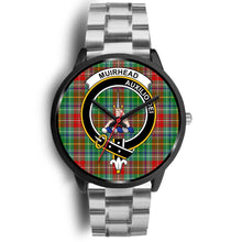 Load image into Gallery viewer, Muirhead Clans ,Black Metal Link watch, leather steel watch, tartan watch, tartan watches, clan watch, scotland watch, merry christmas, cyber Monday, halloween, black Friday