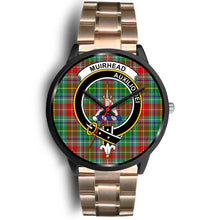 Load image into Gallery viewer, Muirhead Clans ,Black Leather watch, leather steel watch, tartan watch, tartan watches, clan watch, scotland watch, merry christmas, cyber Monday, halloween, black Friday