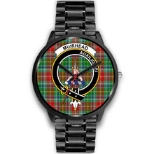 Load image into Gallery viewer, Muirhead Clans ,Black Metal Link watch, leather steel watch, tartan watch, tartan watches, clan watch, scotland watch, merry christmas, cyber Monday, halloween, black Friday