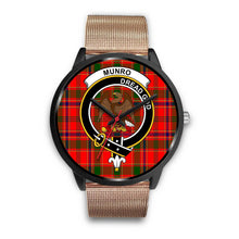 Load image into Gallery viewer, Munro Modern Clans ,Brown Leather watch, leather steel watch, tartan watch, tartan watches, clan watch, scotland watch, merry christmas, cyber Monday, halloween, black Friday