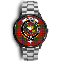Load image into Gallery viewer, Stewart of Appin Clans ,Black Metal Link watch, leather steel watch, tartan watch, tartan watches, clan watch, scotland watch, merry christmas, cyber Monday, halloween, black Friday
