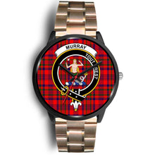 Load image into Gallery viewer, Murray (of Dysart) Clans ,Black Leather watch, leather steel watch, tartan watch, tartan watches, clan watch, scotland watch, merry christmas, cyber Monday, halloween, black Friday