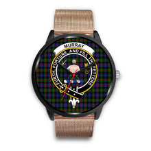 Load image into Gallery viewer, Murray of Atholl Modern Clans ,Brown Leather watch, leather steel watch, tartan watch, tartan watches, clan watch, scotland watch, merry christmas, cyber Monday, halloween, black Friday