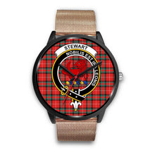 Load image into Gallery viewer, Stewart (Stuart) of Bute Clans ,Brown Leather watch, leather steel watch, tartan watch, tartan watches, clan watch, scotland watch, merry christmas, cyber Monday, halloween, black Friday