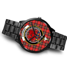 Load image into Gallery viewer, Stewart (Stuart) of Bute Clans ,Brown Leather watch, leather steel watch, tartan watch, tartan watches, clan watch, scotland watch, merry christmas, cyber Monday, halloween, black Friday