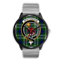 Load image into Gallery viewer, Spottiswood Clans ,Rose Gold Metal Link watch, leather steel watch, tartan watch, tartan watches, clan watch, scotland watch, merry christmas, cyber Monday, halloween, black Friday