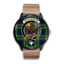 Load image into Gallery viewer, Spottiswood Clans ,Brown Leather watch, leather steel watch, tartan watch, tartan watches, clan watch, scotland watch, merry christmas, cyber Monday, halloween, black Friday