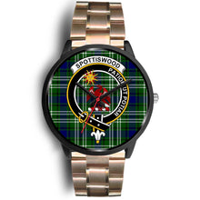 Load image into Gallery viewer, Spottiswood Clans ,Black Leather watch, leather steel watch, tartan watch, tartan watches, clan watch, scotland watch, merry christmas, cyber Monday, halloween, black Friday