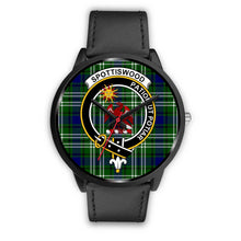 Load image into Gallery viewer, Spottiswood Clans ,Black Metal Mesh watch, leather steel watch, tartan watch, tartan watches, clan watch, scotland watch, merry christmas, cyber Monday, halloween, black Friday