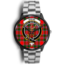 Load image into Gallery viewer, Spens Modern Clans ,Black Metal Link watch, leather steel watch, tartan watch, tartan watches, clan watch, scotland watch, merry christmas, cyber Monday, halloween, black Friday