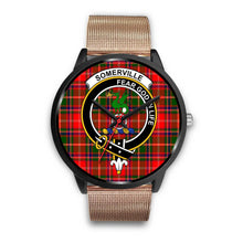Load image into Gallery viewer, Somerville Clans ,Brown Leather watch, leather steel watch, tartan watch, tartan watches, clan watch, scotland watch, merry christmas, cyber Monday, halloween, black Friday