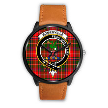 Load image into Gallery viewer, Somerville Clans ,Pink Leather watch, leather steel watch, tartan watch, tartan watches, clan watch, scotland watch, merry christmas, cyber Monday, halloween, black Friday