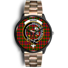 Load image into Gallery viewer, Skene Modern Clans ,Black Leather watch, leather steel watch, tartan watch, tartan watches, clan watch, scotland watch, merry christmas, cyber Monday, halloween, black Friday