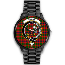 Load image into Gallery viewer, Skene Modern Clans ,Black Metal Link watch, leather steel watch, tartan watch, tartan watches, clan watch, scotland watch, merry christmas, cyber Monday, halloween, black Friday