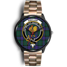 Load image into Gallery viewer, Sinclair Hunting Modern Clans ,Black Leather watch, leather steel watch, tartan watch, tartan watches, clan watch, scotland watch, merry christmas, cyber Monday, halloween, black Friday
