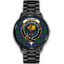 Load image into Gallery viewer, Sinclair Hunting Modern Clans ,Black Metal Link watch, leather steel watch, tartan watch, tartan watches, clan watch, scotland watch, merry christmas, cyber Monday, halloween, black Friday