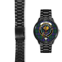 Load image into Gallery viewer, Sinclair Hunting Modern Clans ,Black Leather watch, leather steel watch, tartan watch, tartan watches, clan watch, scotland watch, merry christmas, cyber Monday, halloween, black Friday