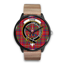 Load image into Gallery viewer, Shaw of Tordarroch Clans ,Black Metal Link watch, leather steel watch, tartan watch, tartan watches, clan watch, scotland watch, merry christmas, cyber Monday, halloween, black Friday
