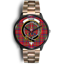 Load image into Gallery viewer, Shaw of Tordarroch Clans ,Brown Leather watch, leather steel watch, tartan watch, tartan watches, clan watch, scotland watch, merry christmas, cyber Monday, halloween, black Friday