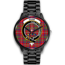 Load image into Gallery viewer, Shaw of Tordarroch Clans ,Black Metal Link watch, leather steel watch, tartan watch, tartan watches, clan watch, scotland watch, merry christmas, cyber Monday, halloween, black Friday