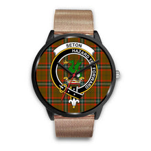 Load image into Gallery viewer, Seton Hunting Modern Clans ,Brown Leather watch, leather steel watch, tartan watch, tartan watches, clan watch, scotland watch, merry christmas, cyber Monday, halloween, black Friday