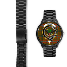 Load image into Gallery viewer, Seton Hunting Modern Clans ,Black Leather watch, leather steel watch, tartan watch, tartan watches, clan watch, scotland watch, merry christmas, cyber Monday, halloween, black Friday