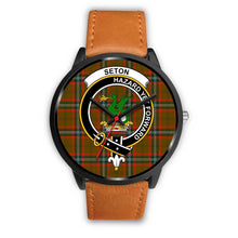 Load image into Gallery viewer, Seton Hunting Modern Clans ,Pink Leather watch, leather steel watch, tartan watch, tartan watches, clan watch, scotland watch, merry christmas, cyber Monday, halloween, black Friday