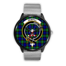 Load image into Gallery viewer, Sempill Modern Clans ,Rose Gold Metal Link watch, leather steel watch, tartan watch, tartan watches, clan watch, scotland watch, merry christmas, cyber Monday, halloween, black Friday