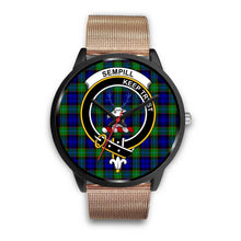 Load image into Gallery viewer, Sempill Modern Clans ,Brown Leather watch, leather steel watch, tartan watch, tartan watches, clan watch, scotland watch, merry christmas, cyber Monday, halloween, black Friday
