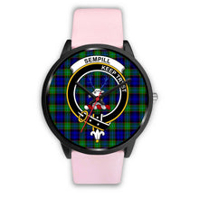 Load image into Gallery viewer, Sempill Modern Clans ,Silver Metal Link watch, leather steel watch, tartan watch, tartan watches, clan watch, scotland watch, merry christmas, cyber Monday, halloween, black Friday