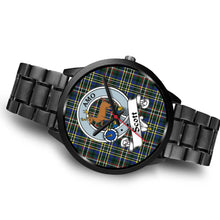 Load image into Gallery viewer, Scott Green Modern Clans ,Brown Leather watch, leather steel watch, tartan watch, tartan watches, clan watch, scotland watch, merry christmas, cyber Monday, halloween, black Friday