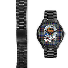 Load image into Gallery viewer, Scott Green Modern Clans ,Black Leather watch, leather steel watch, tartan watch, tartan watches, clan watch, scotland watch, merry christmas, cyber Monday, halloween, black Friday