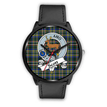 Load image into Gallery viewer, Scott Green Modern Clans ,Black Metal Mesh watch, leather steel watch, tartan watch, tartan watches, clan watch, scotland watch, merry christmas, cyber Monday, halloween, black Friday