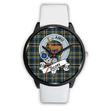 Load image into Gallery viewer, Scott Green Modern Clans ,Silver Metal Mesh watch, leather steel watch, tartan watch, tartan watches, clan watch, scotland watch, merry christmas, cyber Monday, halloween, black Friday