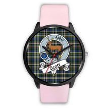 Load image into Gallery viewer, Scott Green Modern Clans ,Silver Metal Link watch, leather steel watch, tartan watch, tartan watches, clan watch, scotland watch, merry christmas, cyber Monday, halloween, black Friday