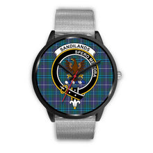 Load image into Gallery viewer, Sandilands Clans ,Rose Gold Metal Link watch, leather steel watch, tartan watch, tartan watches, clan watch, scotland watch, merry christmas, cyber Monday, halloween, black Friday