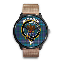 Load image into Gallery viewer, Sandilands Clans ,Brown Leather watch, leather steel watch, tartan watch, tartan watches, clan watch, scotland watch, merry christmas, cyber Monday, halloween, black Friday