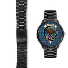 Load image into Gallery viewer, Sandilands Clans ,Black Leather watch, leather steel watch, tartan watch, tartan watches, clan watch, scotland watch, merry christmas, cyber Monday, halloween, black Friday