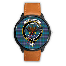 Load image into Gallery viewer, Sandilands Clans ,Pink Leather watch, leather steel watch, tartan watch, tartan watches, clan watch, scotland watch, merry christmas, cyber Monday, halloween, black Friday