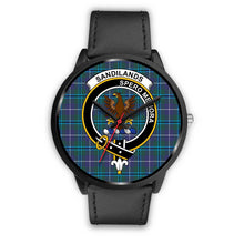 Load image into Gallery viewer, Sandilands Clans ,Black Metal Mesh watch, leather steel watch, tartan watch, tartan watches, clan watch, scotland watch, merry christmas, cyber Monday, halloween, black Friday
