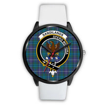 Load image into Gallery viewer, Sandilands Clans ,Silver Metal Mesh watch, leather steel watch, tartan watch, tartan watches, clan watch, scotland watch, merry christmas, cyber Monday, halloween, black Friday