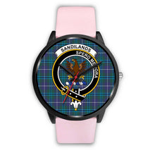 Load image into Gallery viewer, Sandilands Clans ,Silver Metal Link watch, leather steel watch, tartan watch, tartan watches, clan watch, scotland watch, merry christmas, cyber Monday, halloween, black Friday