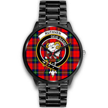 Load image into Gallery viewer, Ruthven Modern Clans ,Black Metal Link watch, leather steel watch, tartan watch, tartan watches, clan watch, scotland watch, merry christmas, cyber Monday, halloween, black Friday