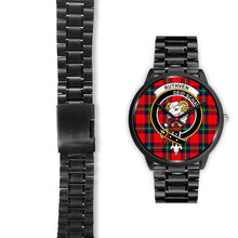 Load image into Gallery viewer, Ruthven Modern Clans ,Black Leather watch, leather steel watch, tartan watch, tartan watches, clan watch, scotland watch, merry christmas, cyber Monday, halloween, black Friday