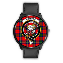 Load image into Gallery viewer, Ruthven Modern Clans ,Black Metal Mesh watch, leather steel watch, tartan watch, tartan watches, clan watch, scotland watch, merry christmas, cyber Monday, halloween, black Friday