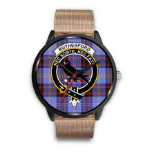 Load image into Gallery viewer, Rutherford Clans ,Brown Leather watch, leather steel watch, tartan watch, tartan watches, clan watch, scotland watch, merry christmas, cyber Monday, halloween, black Friday