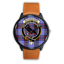 Load image into Gallery viewer, Rutherford Clans ,Pink Leather watch, leather steel watch, tartan watch, tartan watches, clan watch, scotland watch, merry christmas, cyber Monday, halloween, black Friday